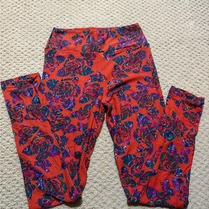 LuLaRoe Orange and Purple Floral Leggings